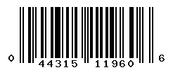 UPC barcode number 044315119606