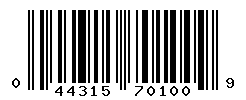 UPC barcode number 044315701009