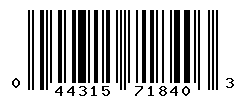 UPC barcode number 044315718403