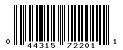 UPC barcode number 044315722011