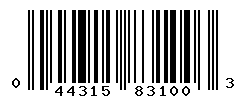 UPC barcode number 044315831003