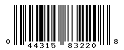 UPC barcode number 044315832208