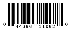 UPC barcode number 044386119628