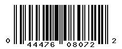 UPC barcode number 044476080722