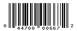 UPC barcode number 044700006672