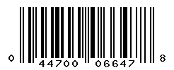 UPC barcode number 044700066478