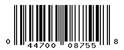 UPC barcode number 044700087558