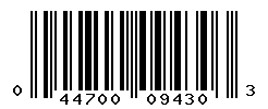 UPC barcode number 044700094303