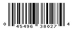 UPC barcode number 045496380274