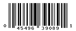 UPC barcode number 045496390891