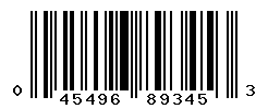 UPC barcode number 045496893453