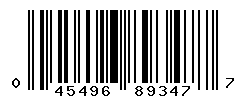 UPC barcode number 045496893477
