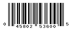 UPC barcode number 045802536005