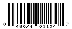 UPC barcode number 046074011047