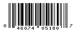 UPC barcode number 046074051807