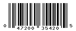 UPC barcode number 047200354205