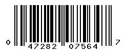 UPC barcode number 047282075647