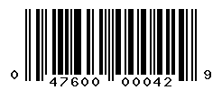 UPC barcode number 047600000429