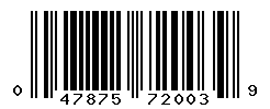 UPC barcode number 047875720039