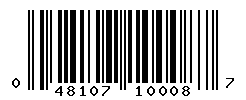 UPC barcode number 048107100087