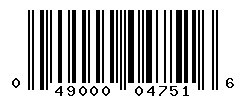 UPC barcode number 049000047516