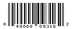 UPC barcode number 049000093162