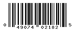 UPC barcode number 049074021825