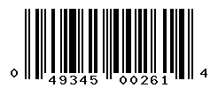 UPC barcode number 049345002614