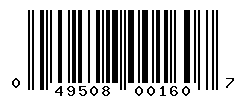 UPC barcode number 049508001607