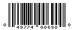 UPC barcode number 049774006900