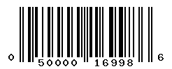 UPC barcode number 050000169986