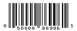 UPC barcode number 050000869961