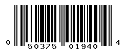 UPC barcode number 050375019404