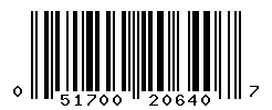 UPC barcode number 051700206407