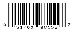 UPC barcode number 051700981557