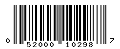 UPC barcode number 052000102987