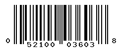 UPC barcode number 052100036038