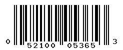 UPC barcode number 052100053653