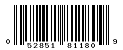 UPC barcode number 052851811809