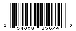 UPC barcode number 054006250747