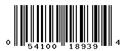 UPC barcode number 054100189394