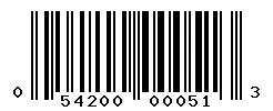 UPC 054200000513 barcode image