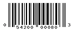 UPC barcode 054200000803