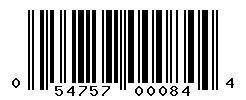 UPC barcode number 054757000844