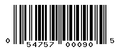 UPC barcode number 054757000905
