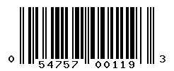 UPC barcode number 054757001193