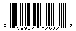 UPC barcode number 058957070072