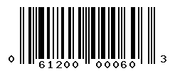 UPC barcode number 061200000603