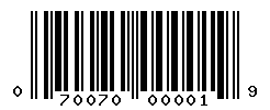 UPC barcode number 070070000019