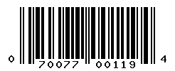 UPC barcode number 070077001194